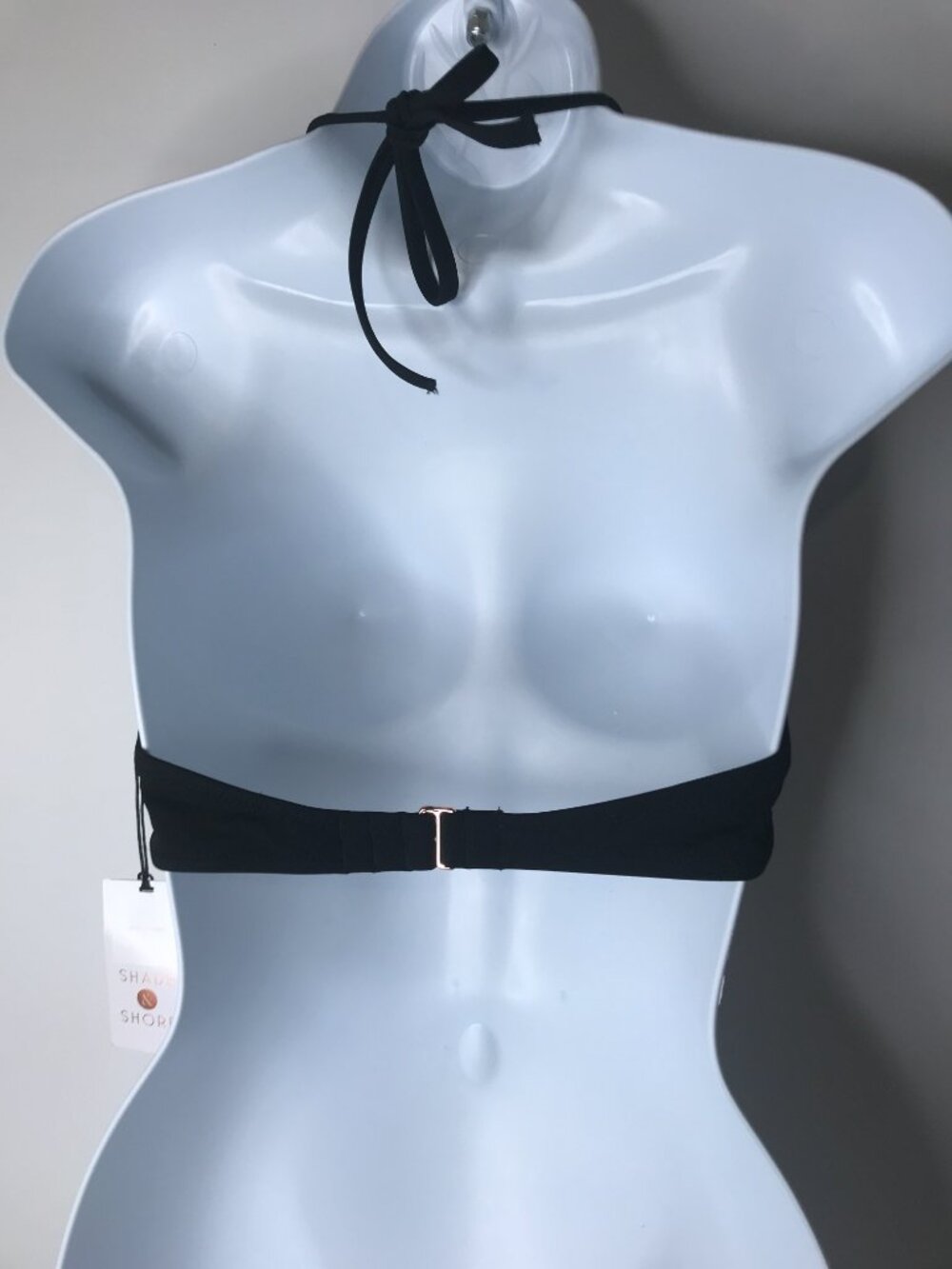 Women's Shade & Shore Wired Halter Push Up Bikini Top Black Size: S 34C - Picture 3 of 9